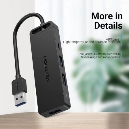 Vention Docking USB 3.0 CHVBB con 3 puertos USB, 1 Micro USB PD, lector de tarjetas SD y MicroSD, Negro Vention Docking USB 3.0 CHVBB con 3 puertos USB, 1 Micro USB PD, lector de tarjetas SD y MicroSD, Negro